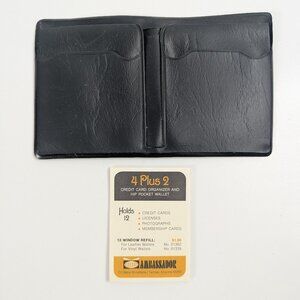 Vintage Ambassador Black Vinyl Credit Card Organizer Hip Pocket Wallet NWOT